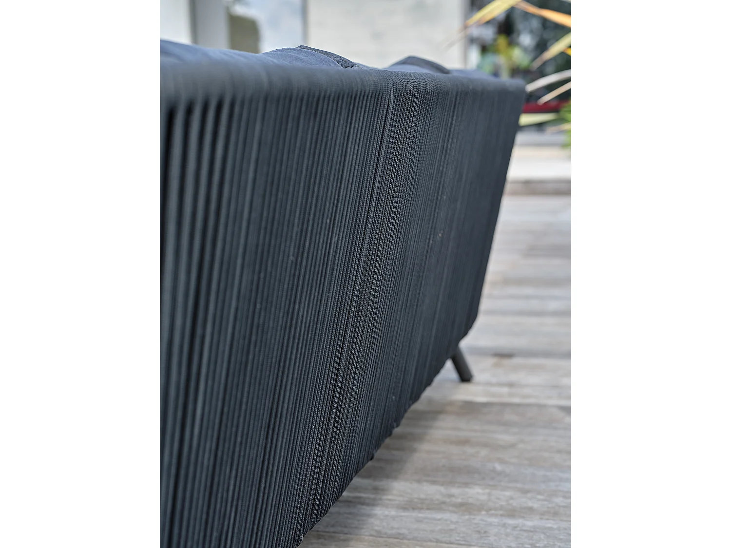 Salon bas de jardin 5 places en aluminium et corde tissée