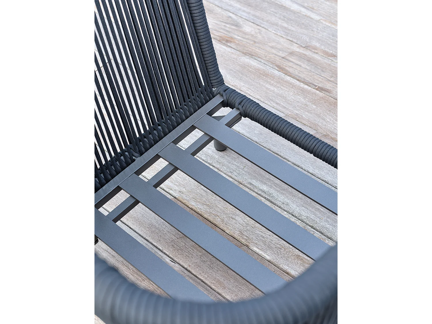 5-Sitzer-Gartenmöbel aus Aluminium und geflochtenem Seil