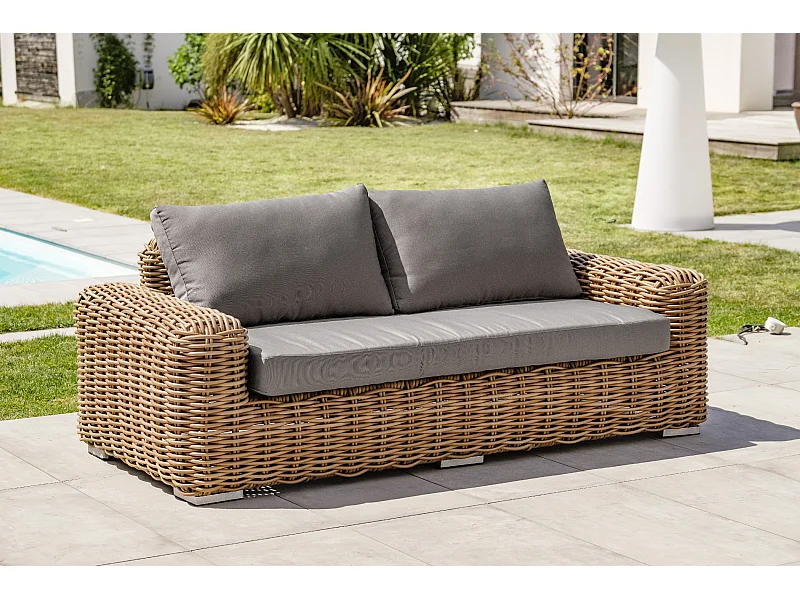 Divano da giardino 2 posti in resina intrecciata