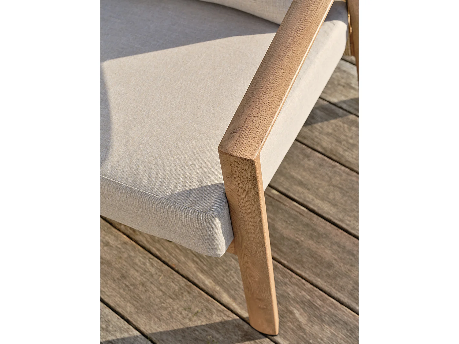 Salon bas de jardin 5 pl en aluminium imitation bois, coussins - GOYA