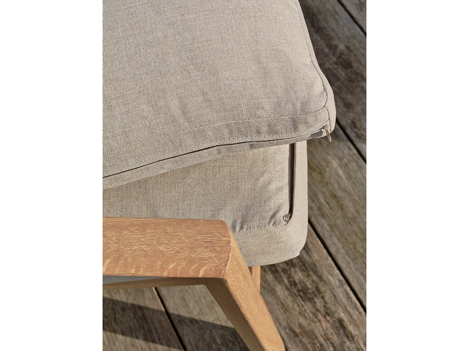 Salon bas de jardin 5 pl en aluminium imitation bois, coussins - GOYA