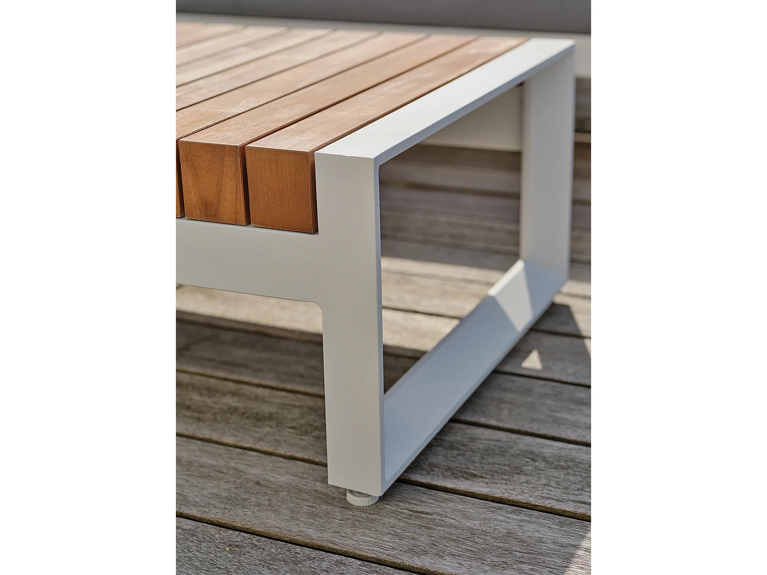 Salon de jardin d'angle 6 places en teck et aluminium - VALENCIA