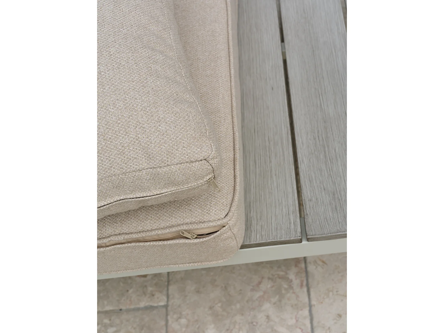 Salon de jardin d'angle 5 pl en alu et alu aspect boisé - OSAKA