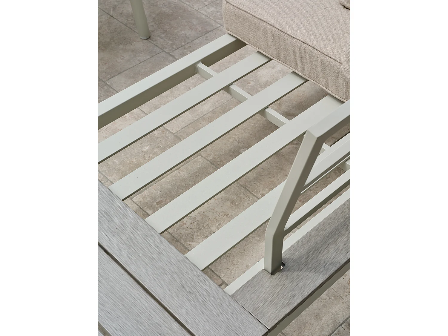Salon de jardin d'angle 5 pl en alu et alu aspect boisé - OSAKA