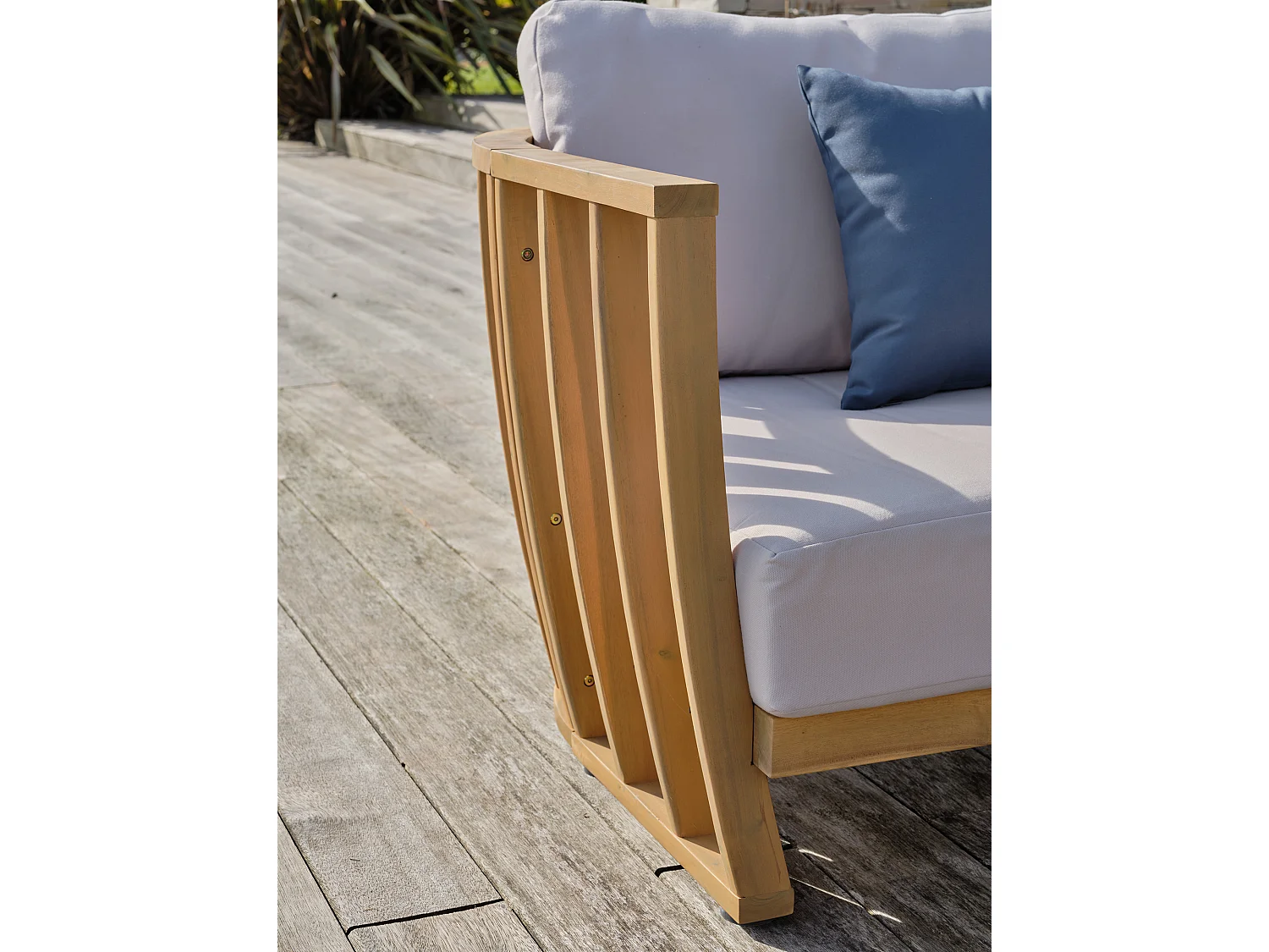 5-Sitzer-Gartenmöbel aus Akazienholz, Platte in Betonoptik