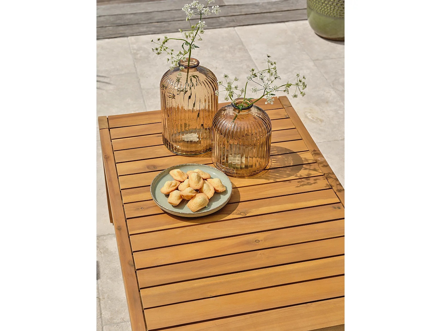 Salon bas de jardin 4 places en bois d'acacia