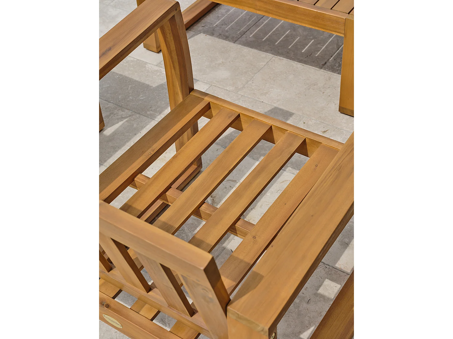 Conjunto de espreguiçadeiras de jardim em madeira de acácia com 4 lugares