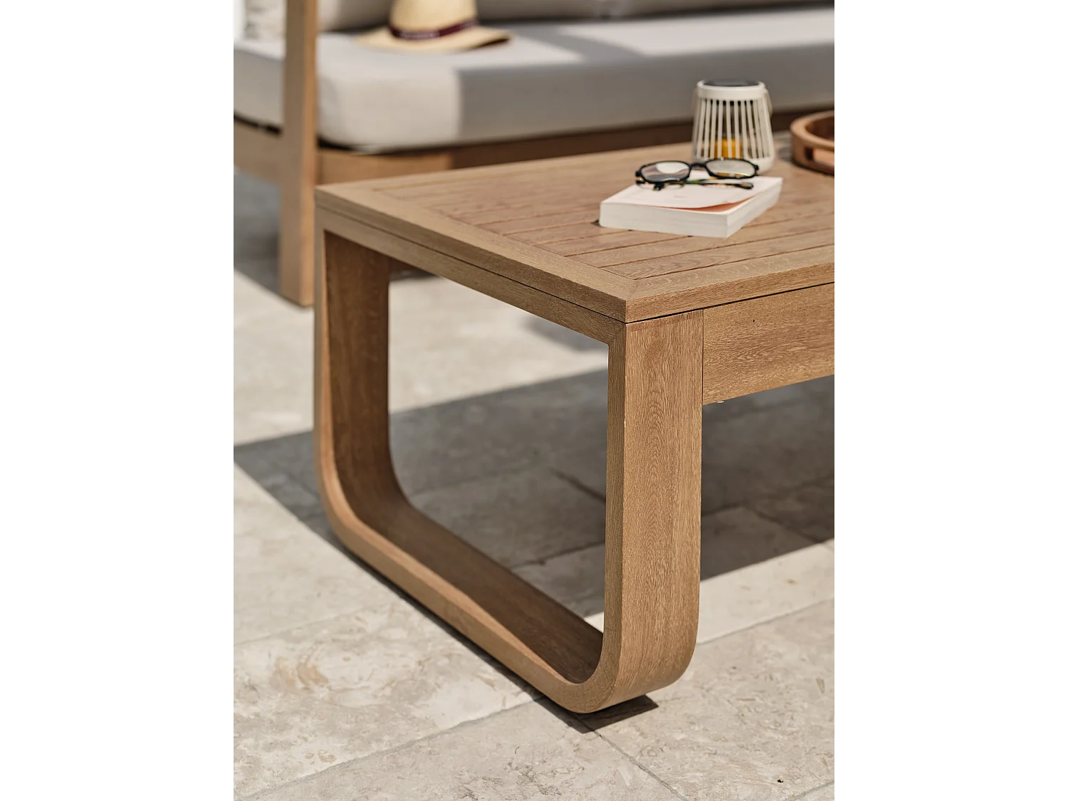 5-Sitzer-Gartenmöbel-Set niedrig aus Holzimitat