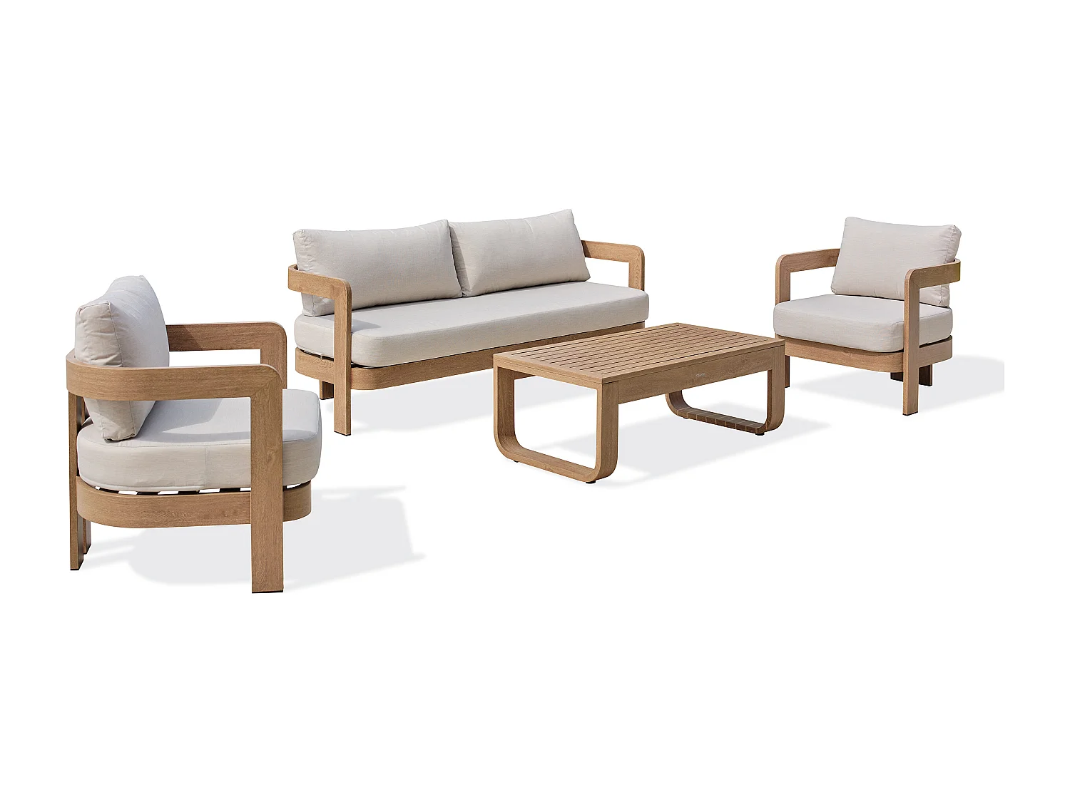 5-Sitzer-Gartenmöbel-Set niedrig aus Holzimitat