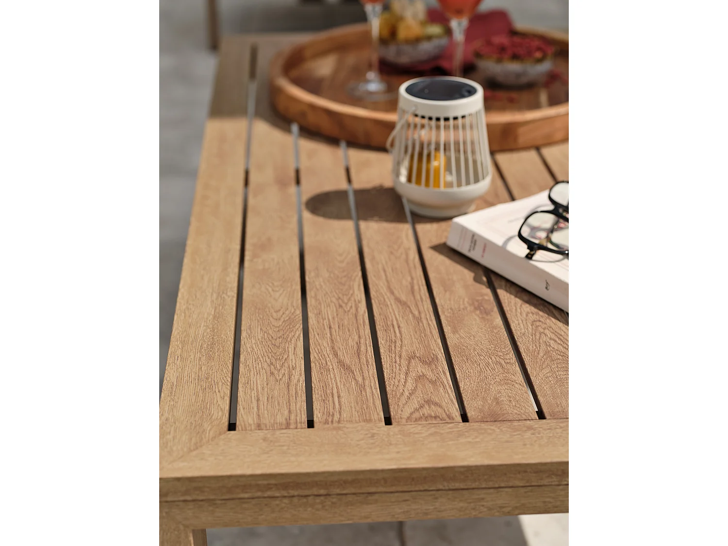 5-Sitzer-Gartenmöbel-Set niedrig aus Holzimitat