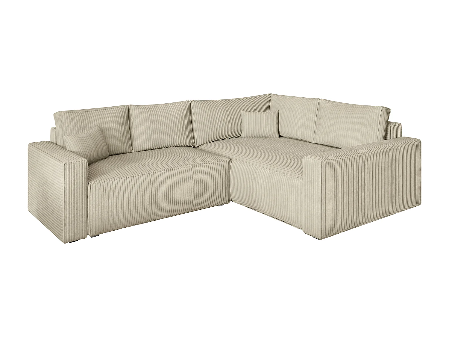 Hoekbank ERONIS van fluweel met slaapfunctie Creme
