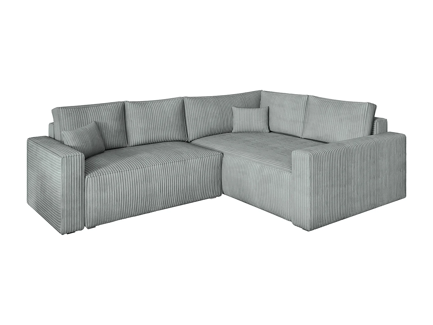 Canapé D'angle Eronis Gris Clair En Velours Côtelé Avec Fonction De Couchage