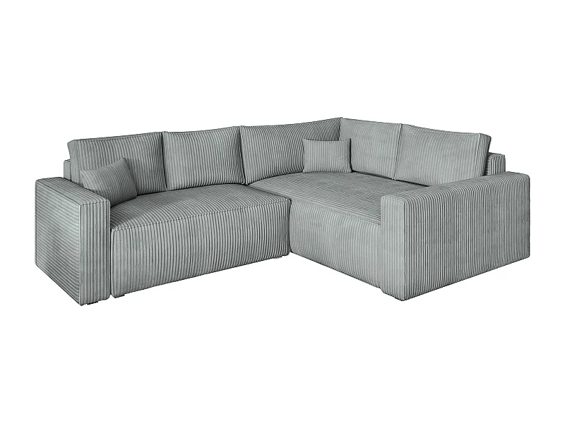 Canapé D'angle Eronis Gris Clair En Velours Côtelé Avec Fonction De Couchage