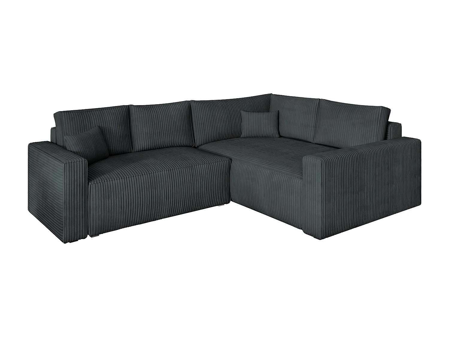 Canapé D'angle Eronis Gris En Velours Côtelé Avec Fonction De Couchage