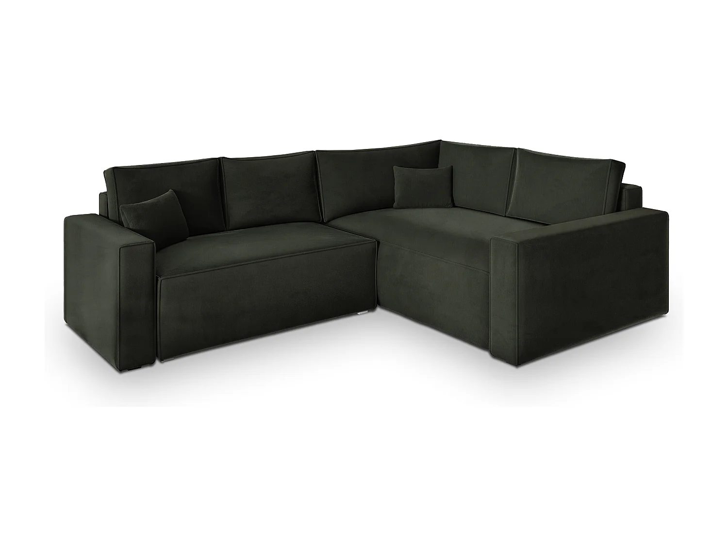 Canapé D'angle Eronis Noir En Velours Avec Fonction De Couchage