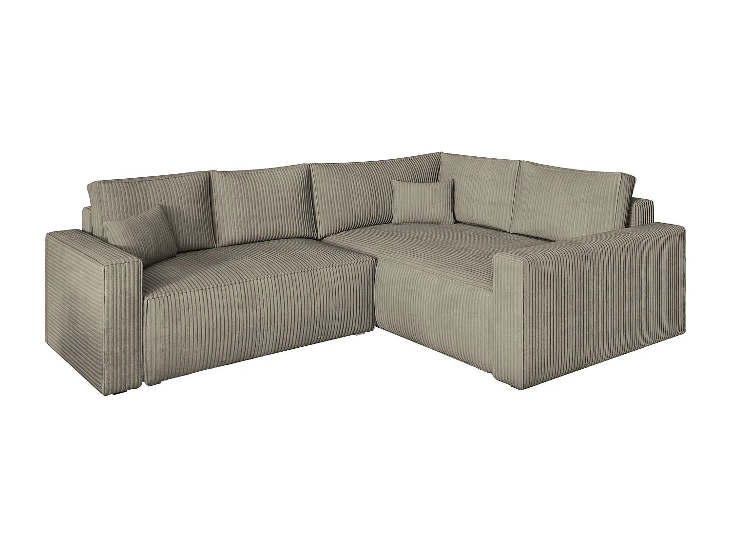 Canapé D'angle Eronis Beige En Velours Côtelé Avec Fonction De Couchage