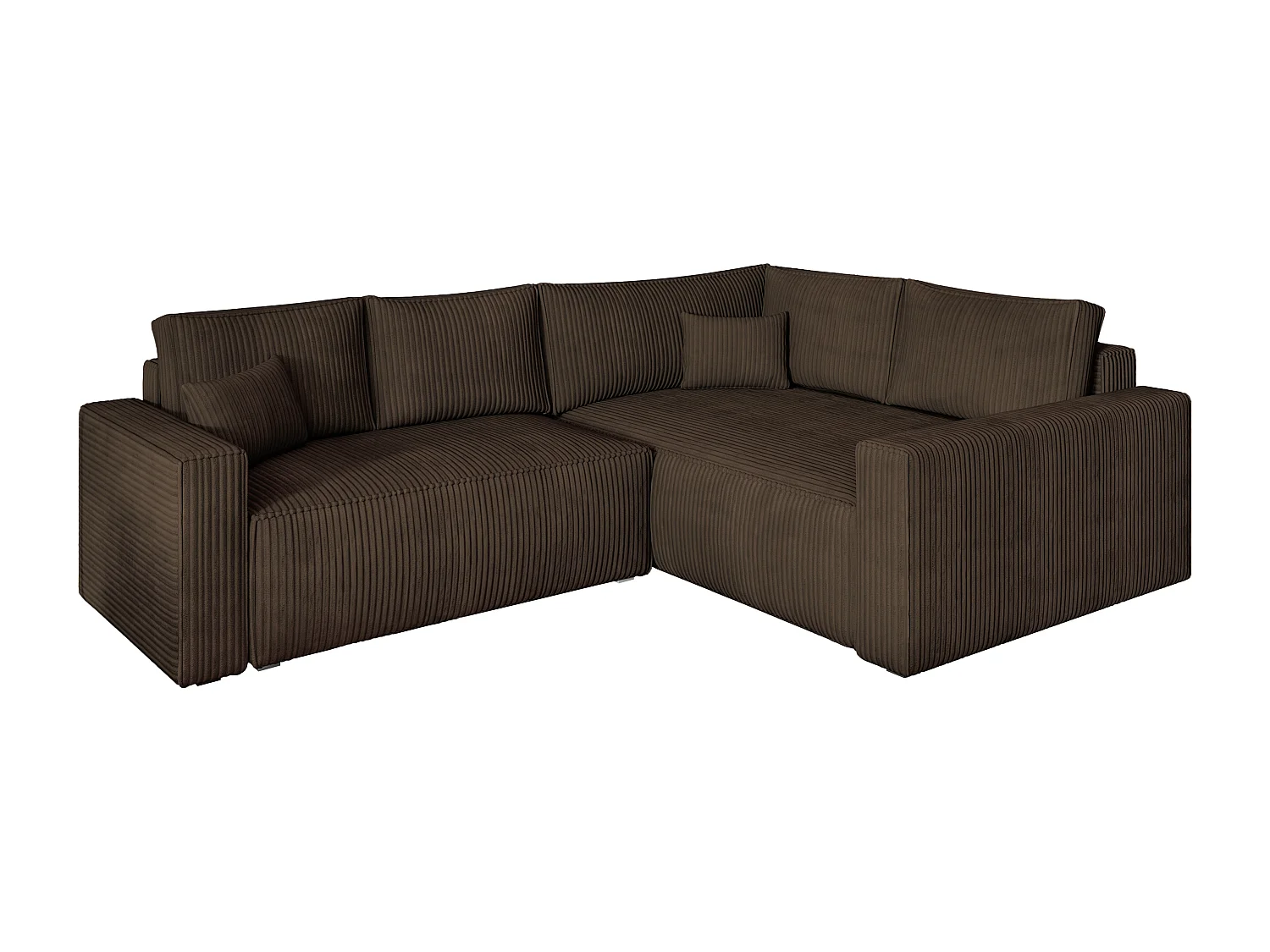 Canapé D'angle Eronis Marron En Velours Côtelé Avec Fonction De Couchage