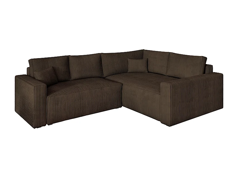 Hoekbank ERONIS van fluweel met slaapfunctie Braun