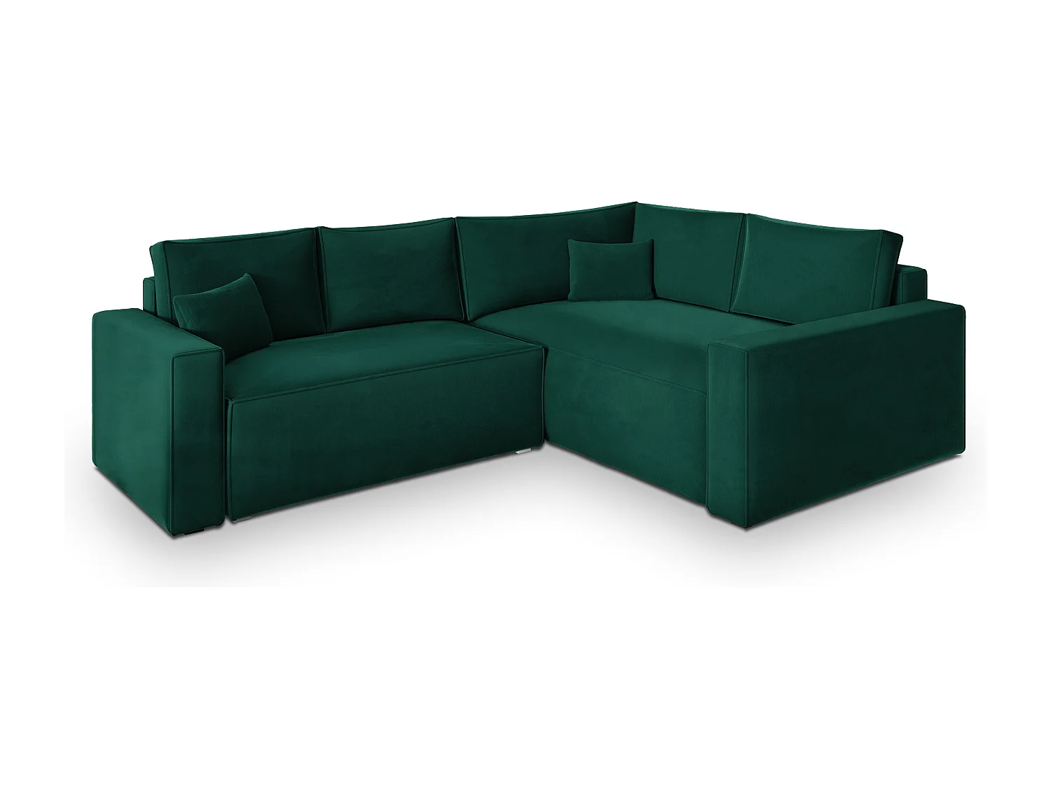 Canapé D'angle Eronis Vert Sapin En Velours Avec Fonction De Couchage