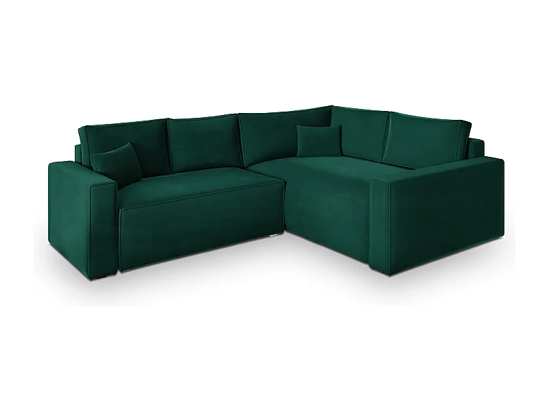 Hoekbank ERONIS van fluweel met slaapfunctie Grün