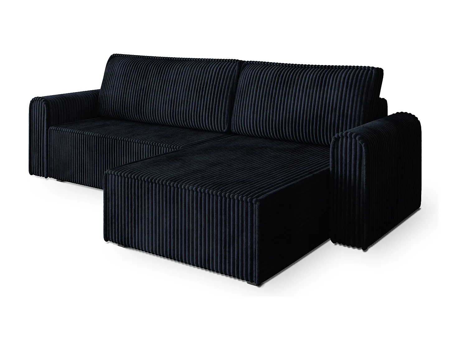 Hoekbank VALTINO van fluweel met slaapfunctie Schwarz