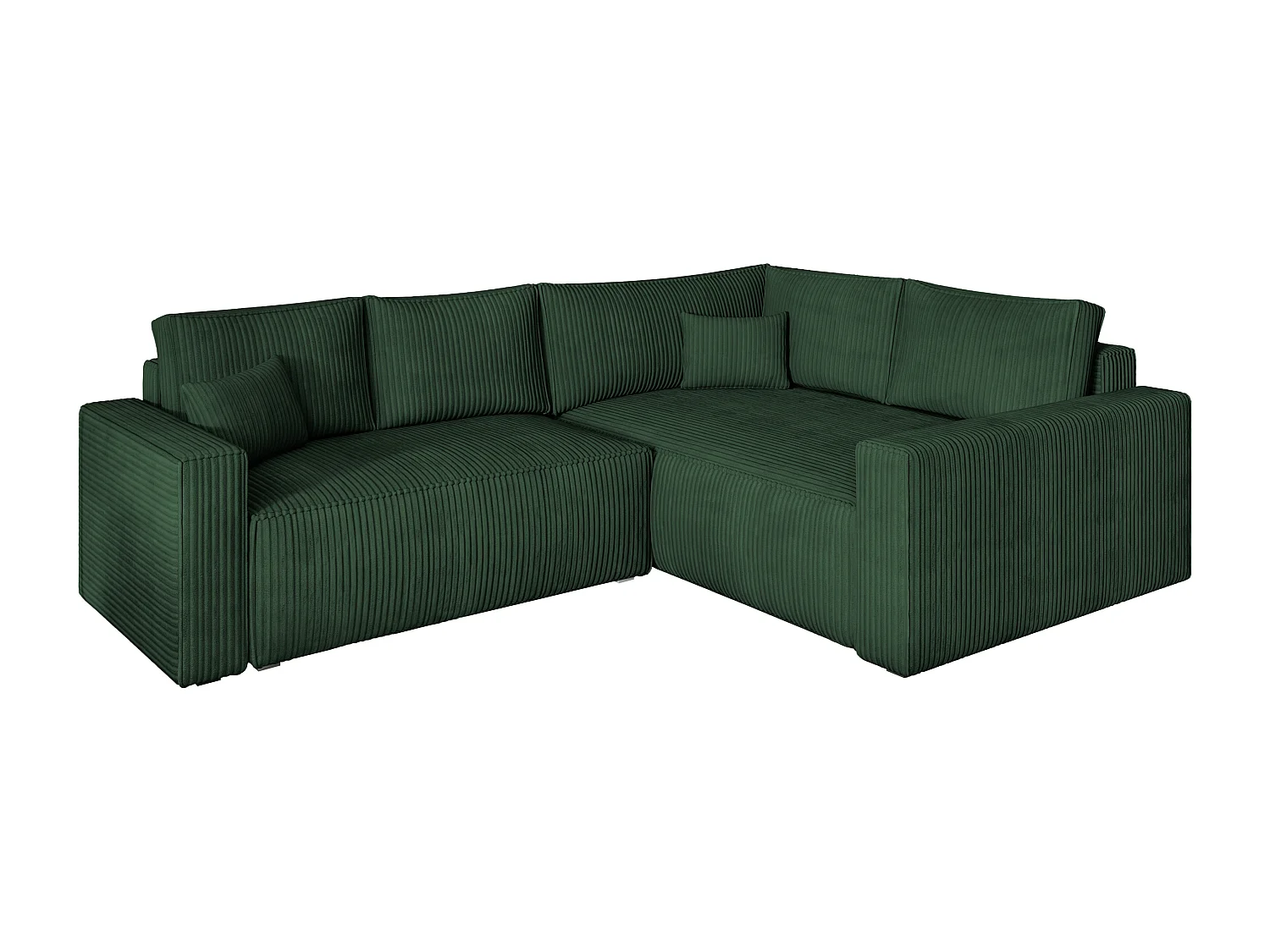 Canapé D'angle Eronis Vert En Velours Côtelé Avec Fonction De Couchage