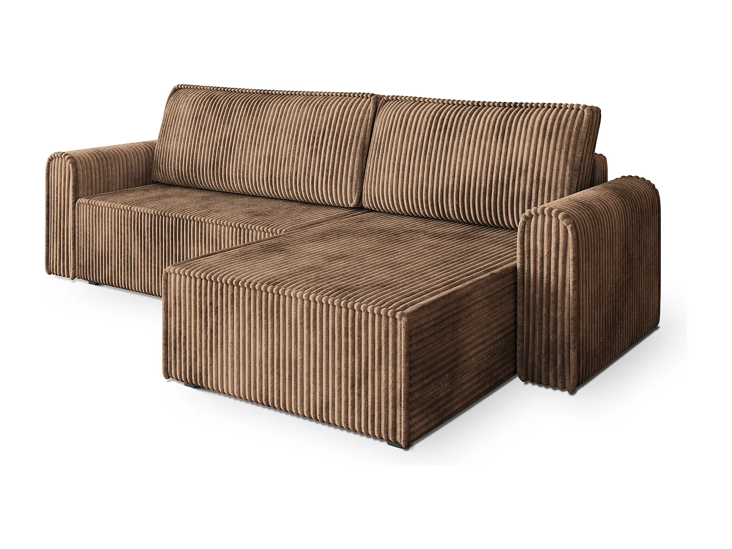 Hoekbank VALTINO van fluweel met slaapfunctie Beige