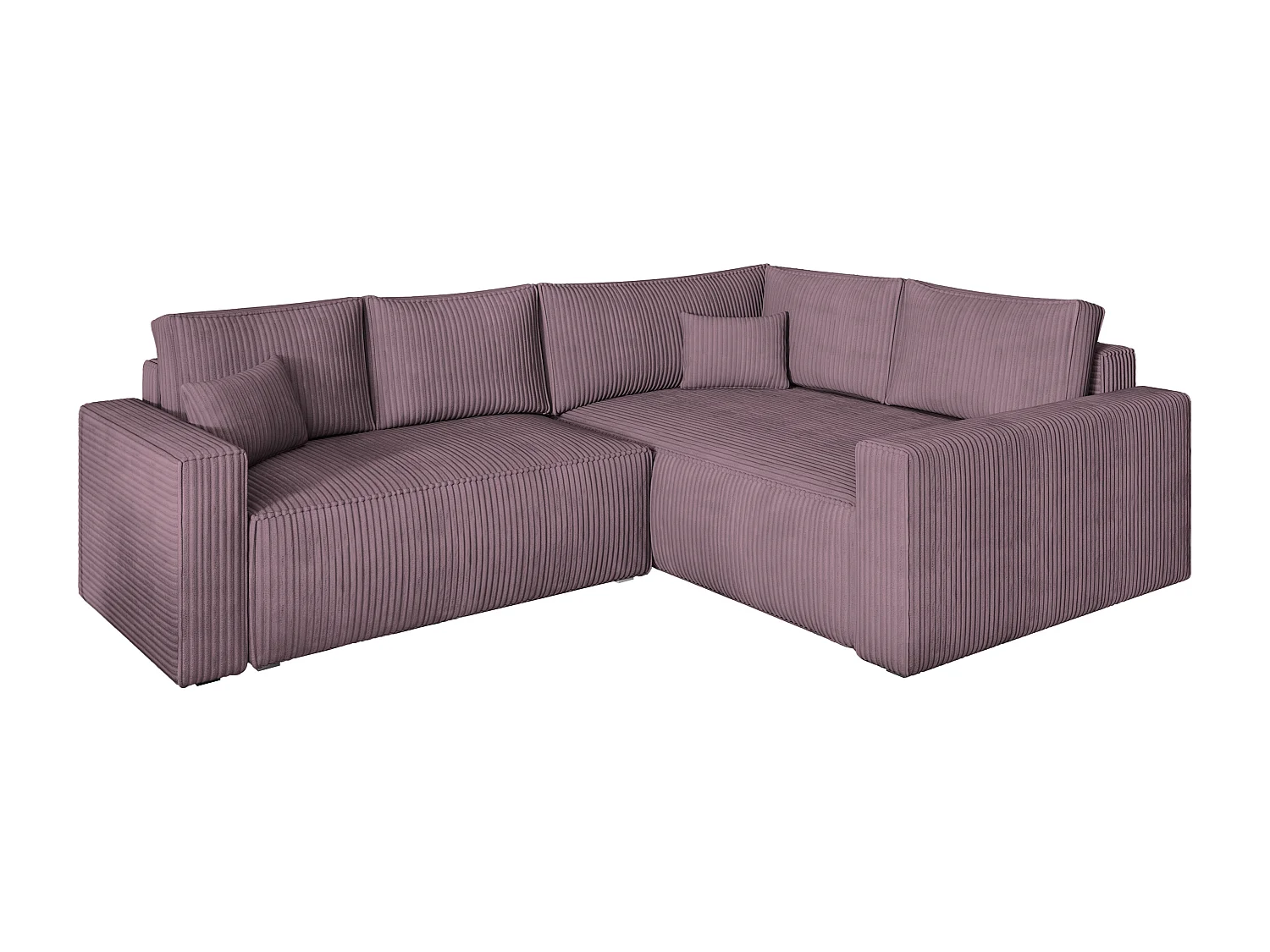 Canapé D'angle Eronis Violet En Velours Côtelé Avec Fonction De Couchage