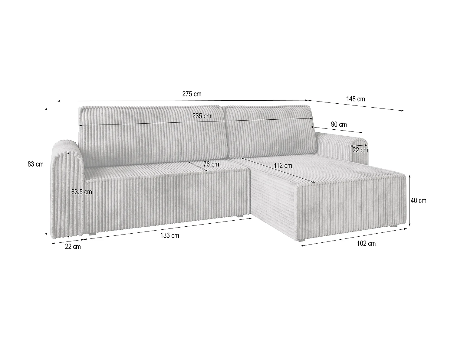 Hoekbank VALTINO van fluweel met slaapfunctie Grün