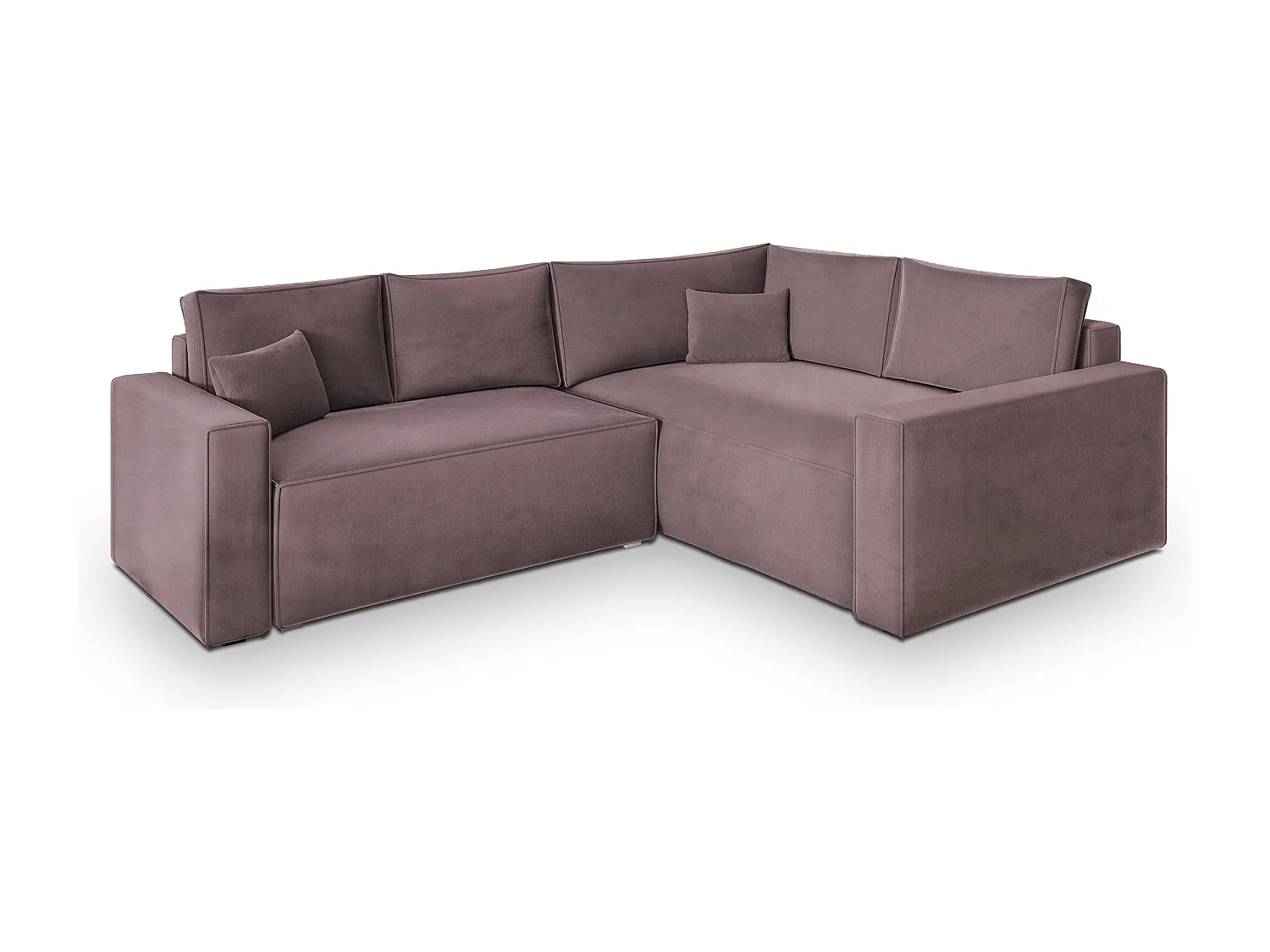Canapé D'angle Eronis Violet En Velours Avec Fonction De Couchage