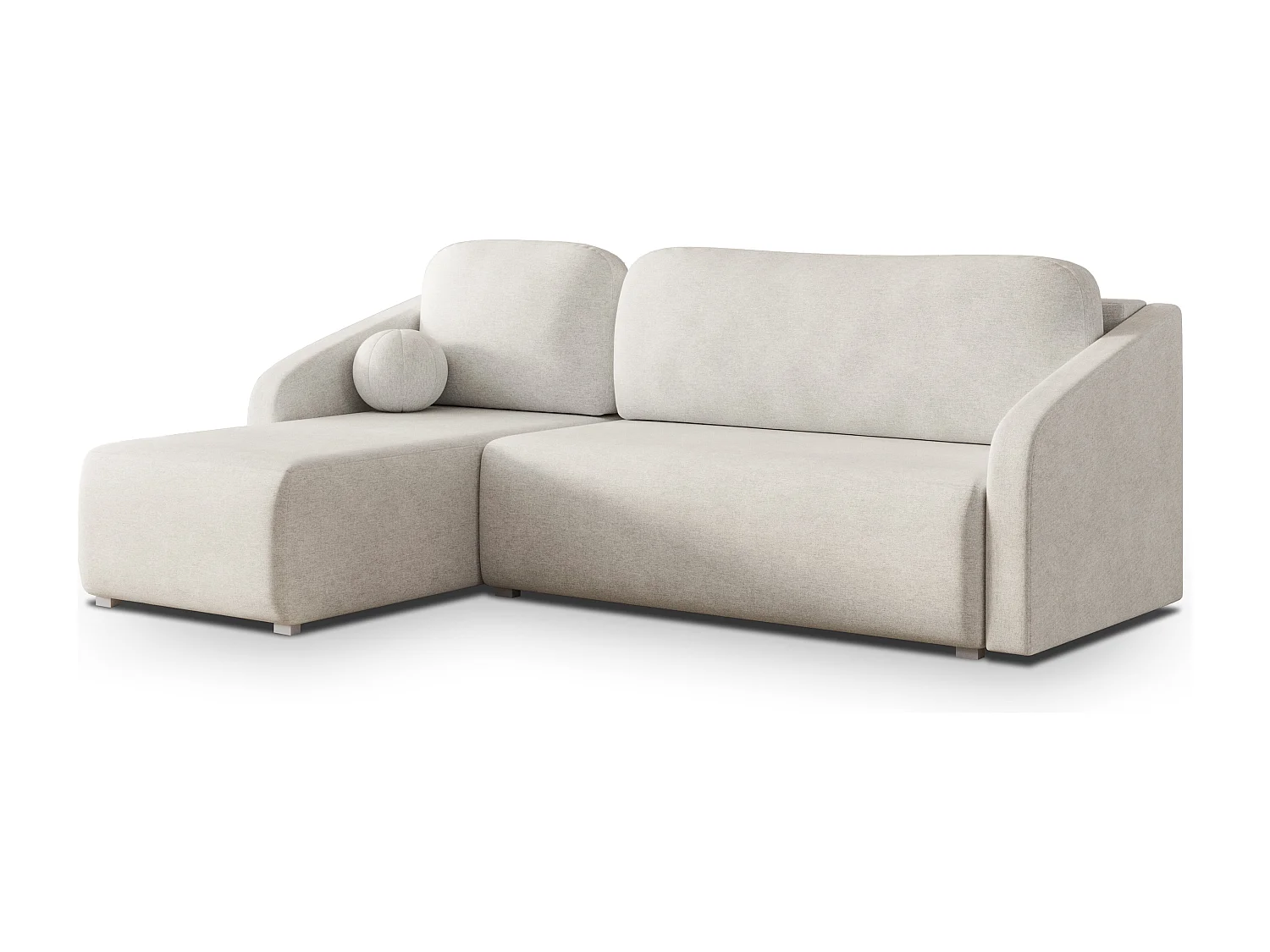 Hoekbank MARELLO van fluweel met slaapfunctie Creme