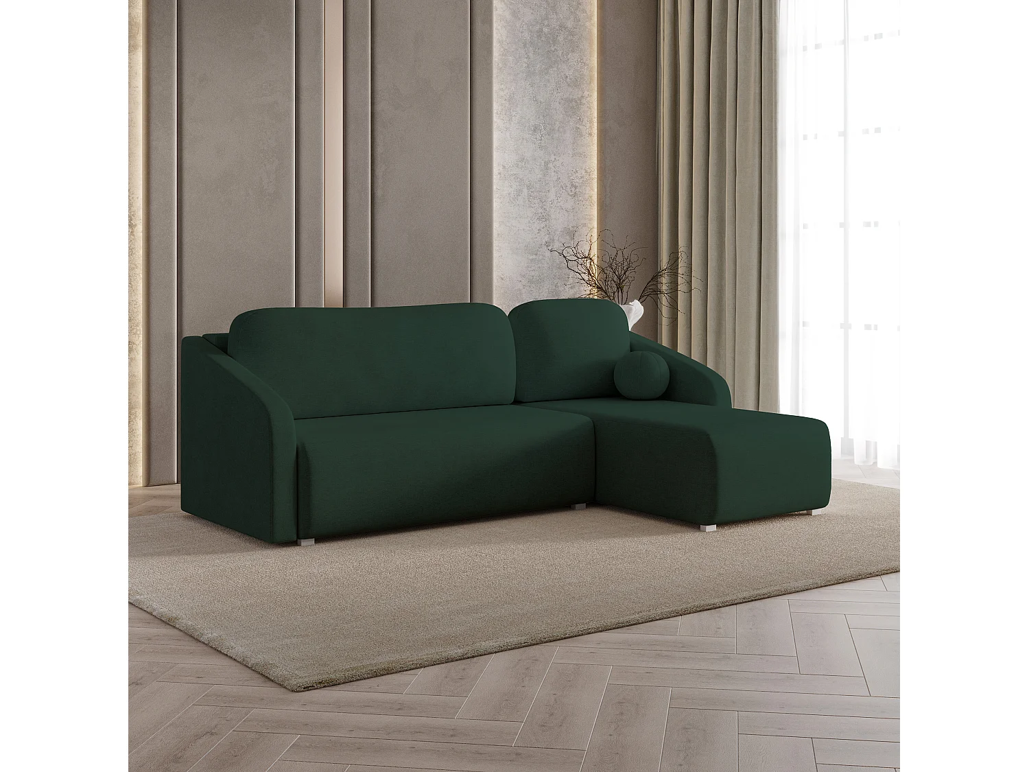 Hoekbank MARELLO van fluweel met slaapfunctie Grün