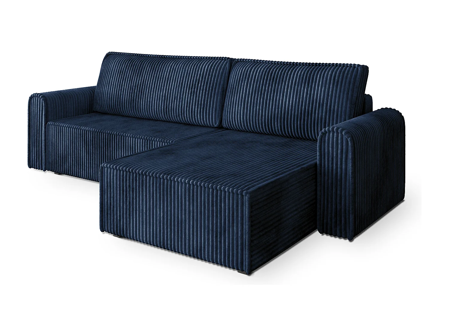 Hoekbank VALTINO van fluweel met slaapfunctie Blau