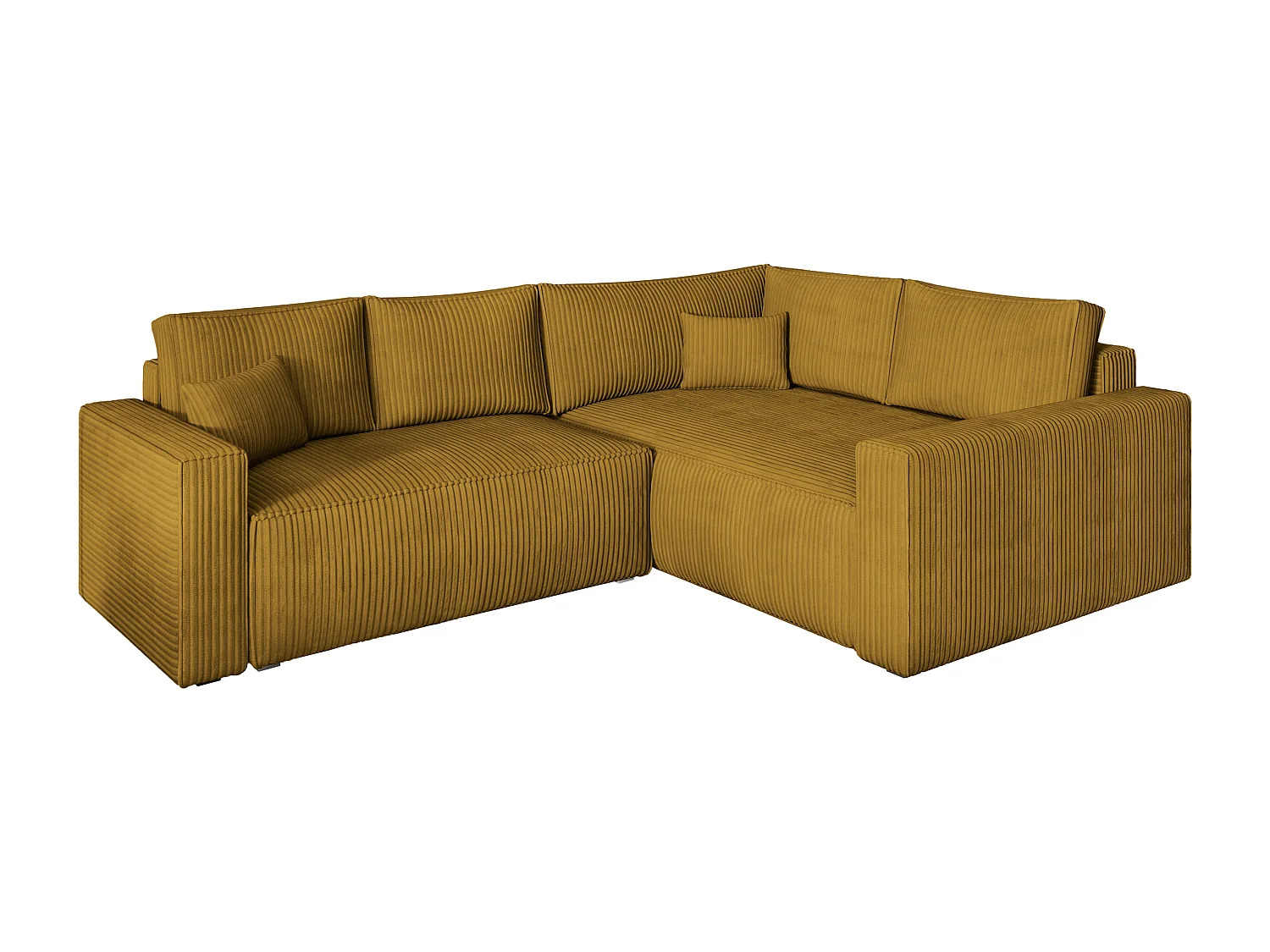 Canapé D'angle Eronis Jaune En Velours Côtelé Avec Fonction De Couchage