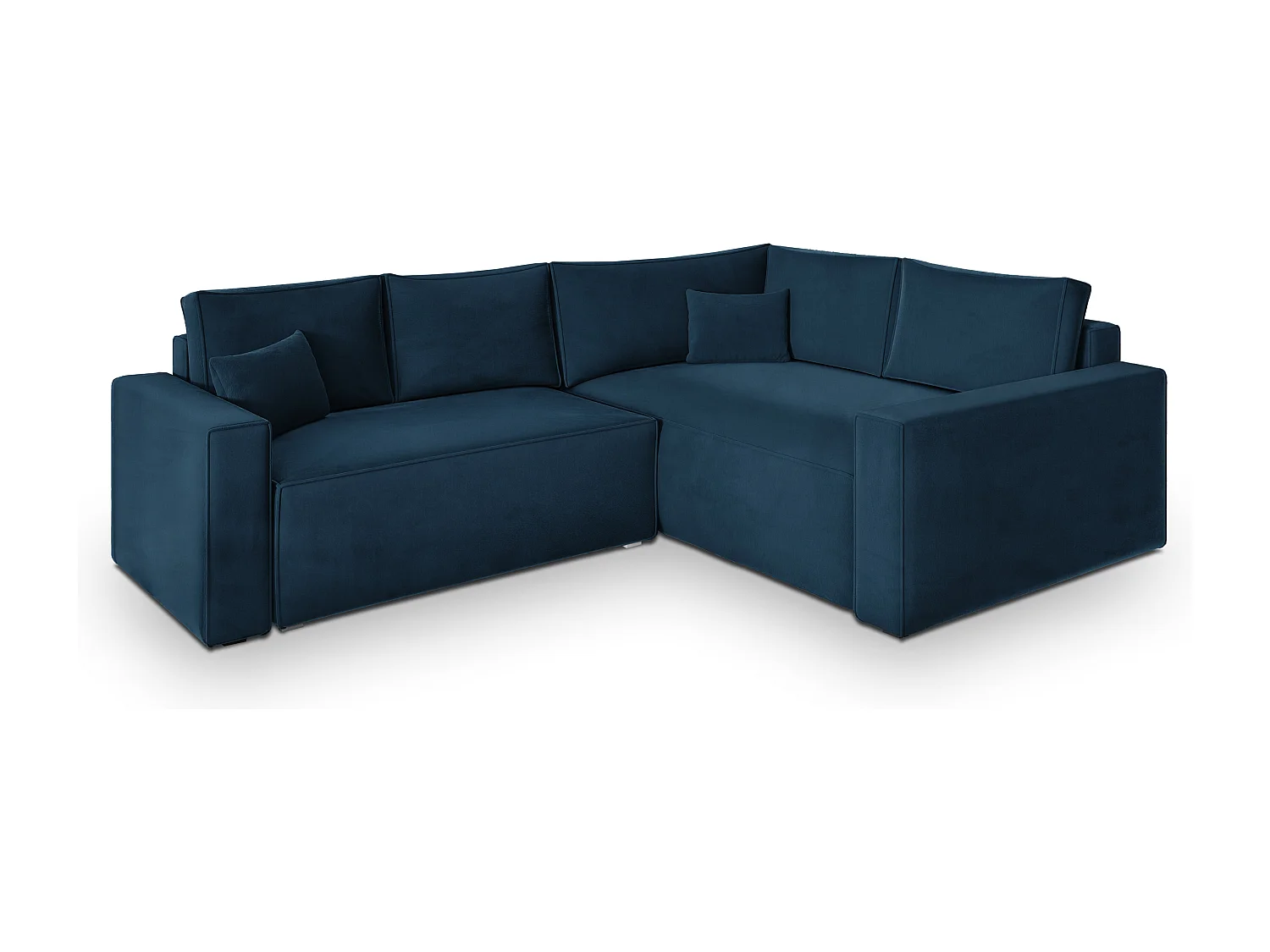 Hoekbank ERONIS van fluweel met slaapfunctie Blau
