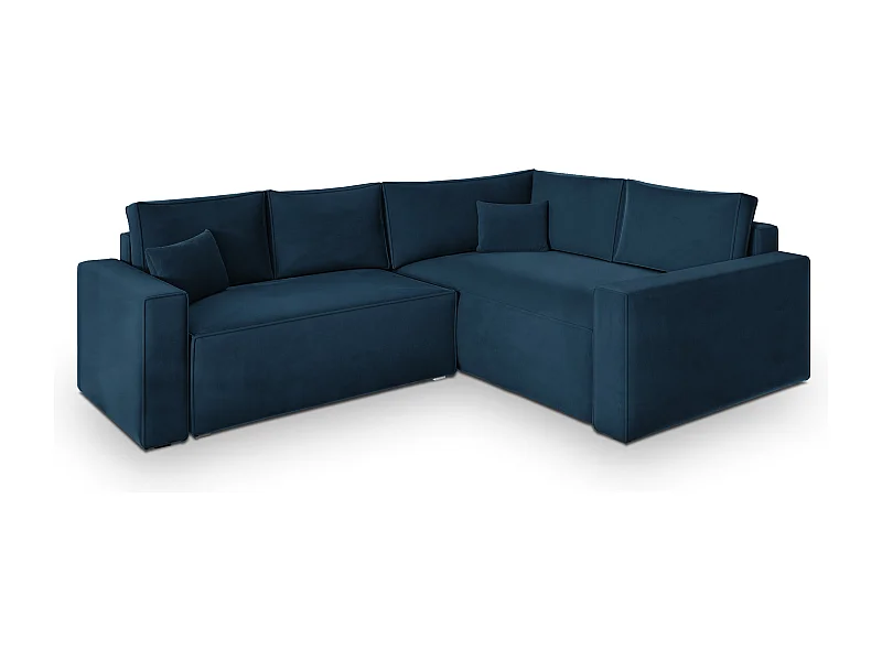 Hoekbank ERONIS van fluweel met slaapfunctie Blau