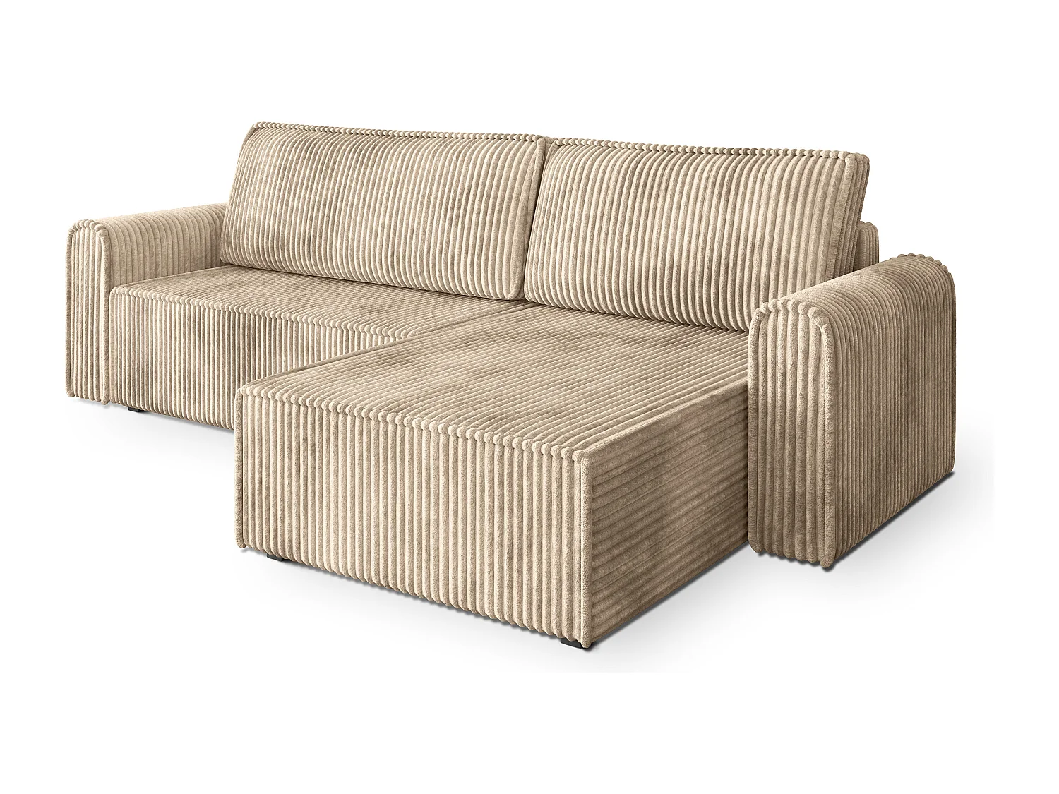 Hoekbank VALTINO van fluweel met slaapfunctie Creme