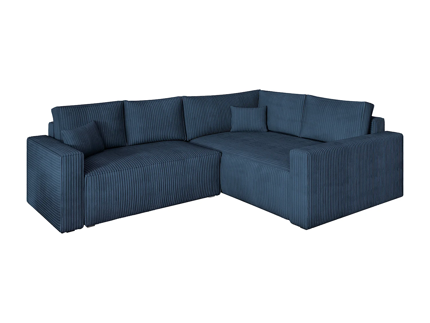 Canapé D'angle Eronis Bleu En Velours Côtelé Avec Fonction De Couchage