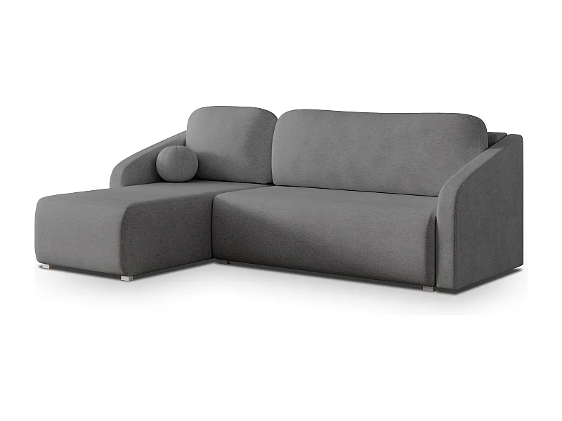 Canapé d'angle MARELLO Gris en tissu texturé avec fonction de couchage