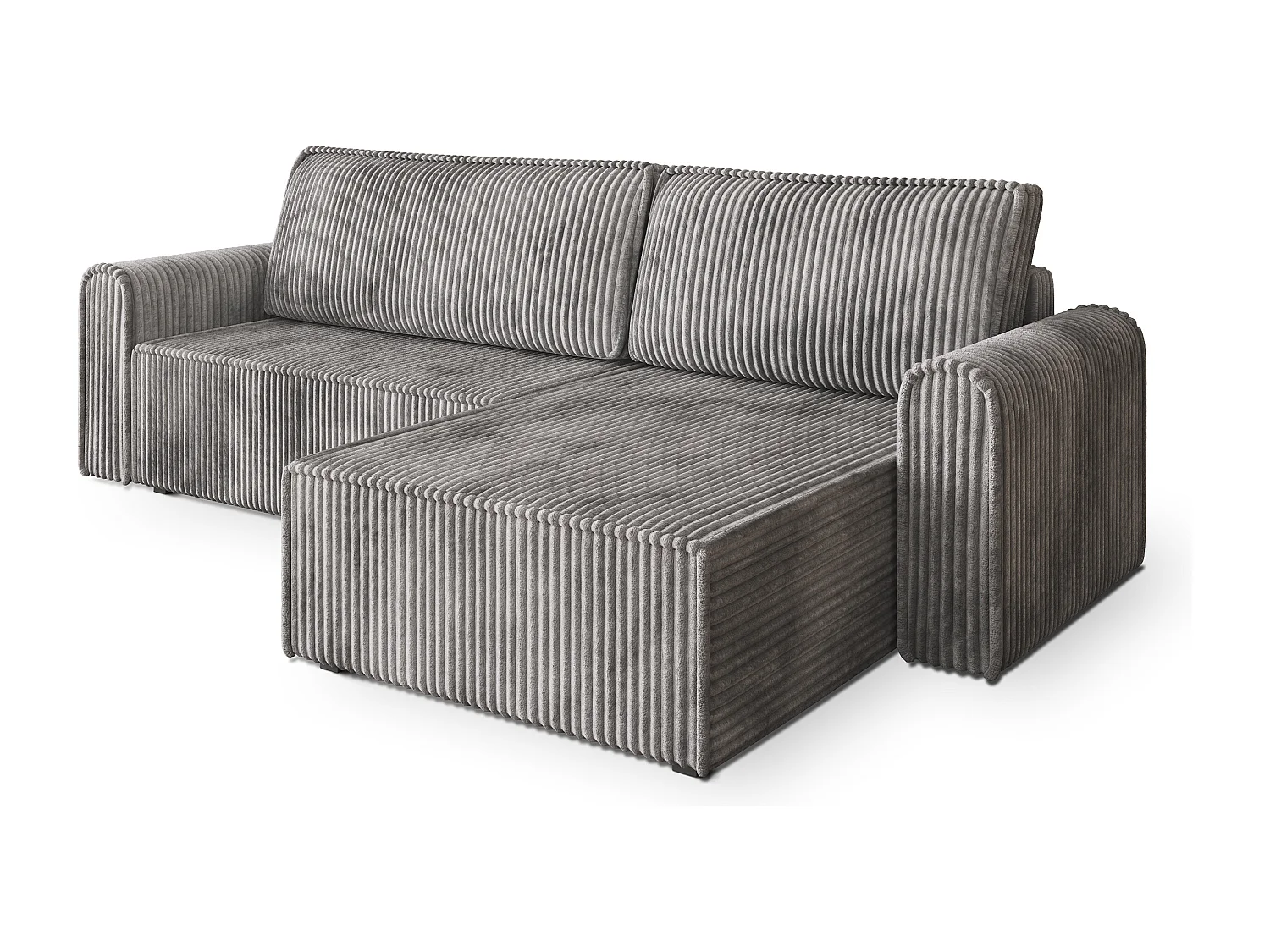 Hoekbank VALTINO van fluweel met slaapfunctie Hellgrau