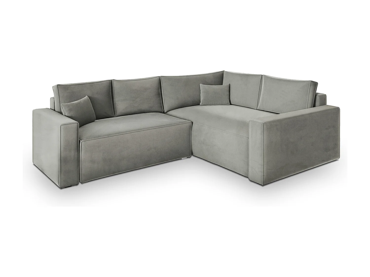 Canapé D'angle Eronis Gris Clair En Velours Avec Fonction De Couchage