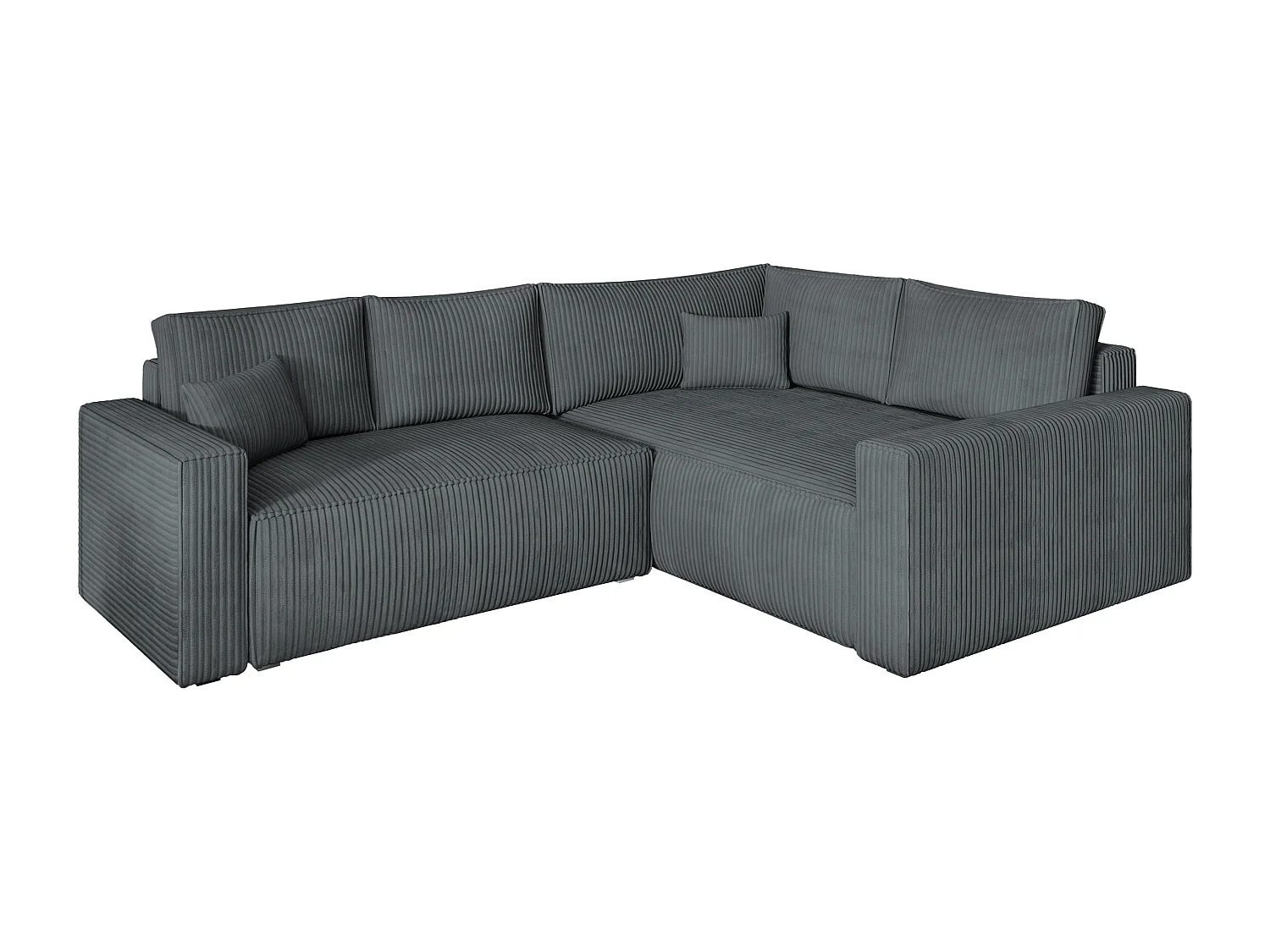 Canapé D'angle Eronis Gris En Velours Côtelé Avec Fonction De Couchage