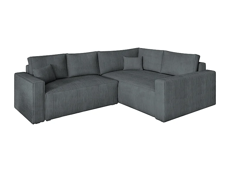 Canapé D'angle Eronis Gris En Velours Côtelé Avec Fonction De Couchage