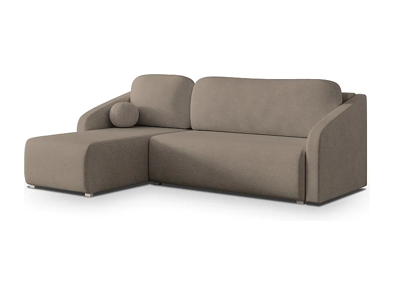 Canapé d'angle MARELLO Marron en tissu texturé avec fonction de couchage