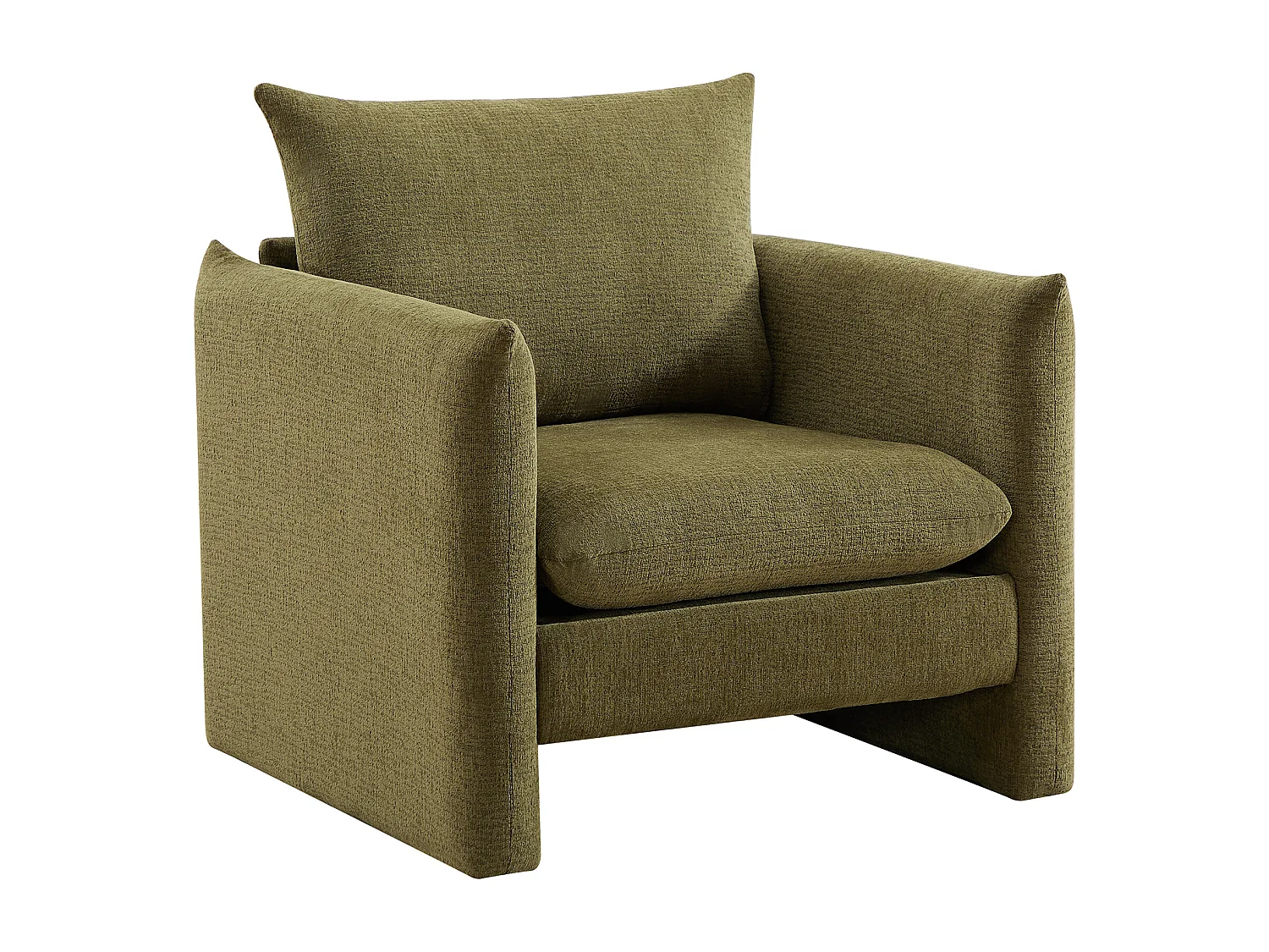 Canapé 3 places et fauteuil en tissu chenille vert GORAZI