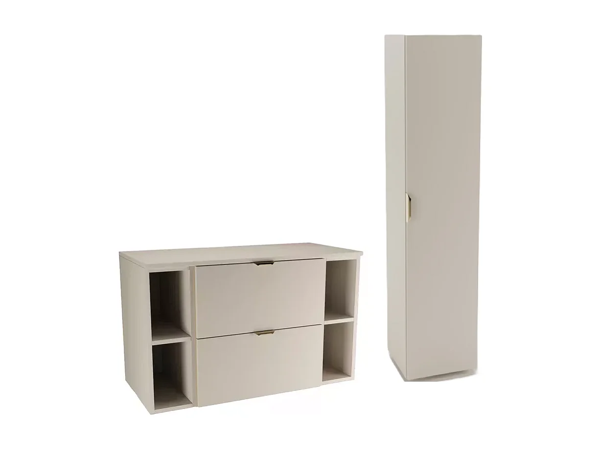 Set da bagno in cashmere 100 cm Mobile con ripiano Scaffali Colonna Orio