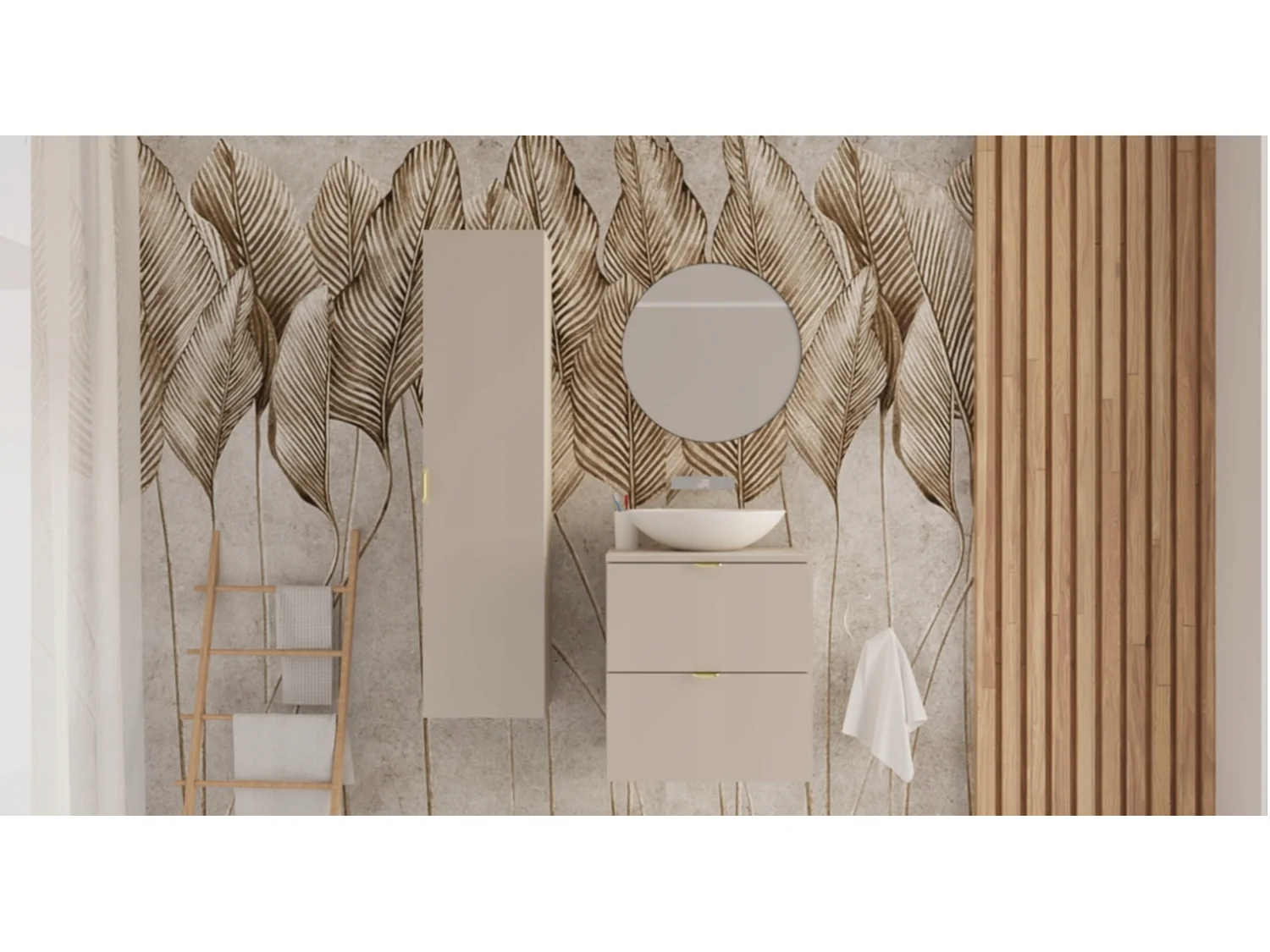 Conjunto de baño de cachemira 80 cm Armario con encimera Columna Orio