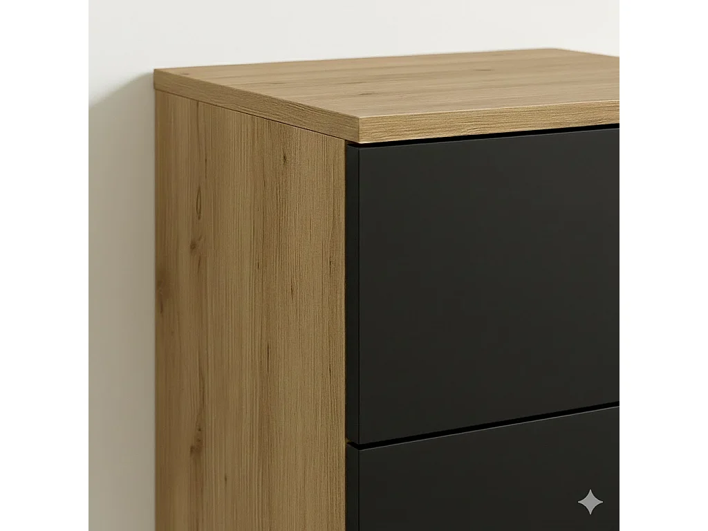 Badezimmer-Set 100 cm Schrank mit Arbeitsplatte Regale Säule Eiche Artisan / Schwarz Orio