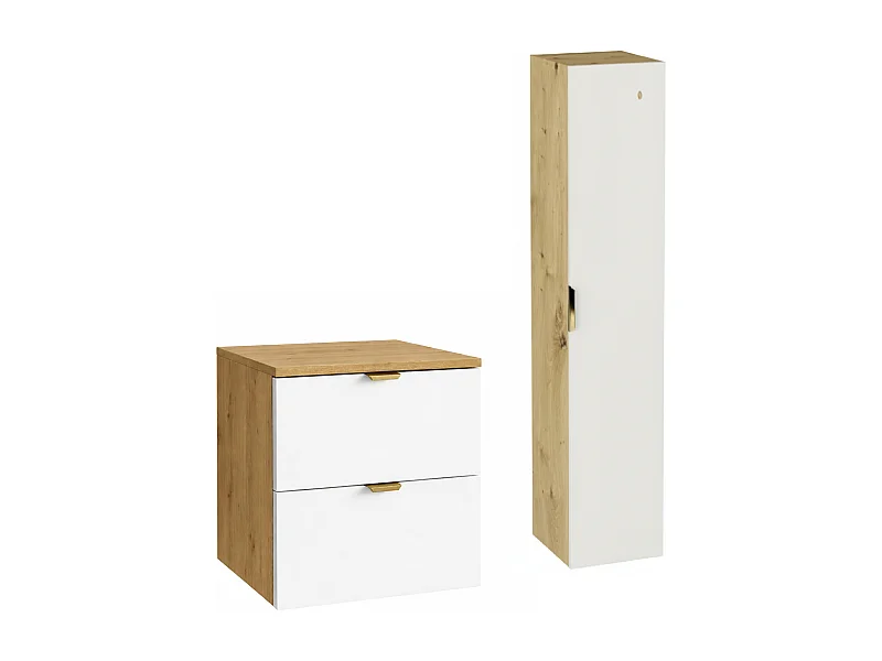 Badkamerset 60 cm Kast met blad Kolom Eiken Artisan / Wit Orio