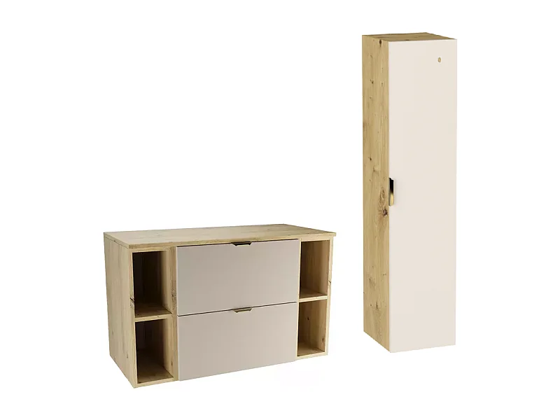 Badkamerset 100 cm Kast met werkblad Rekken Kolom Eiken Artisan / Kasjmier Orio